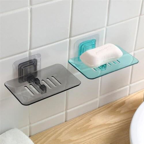 Transparent Drain Soap Box Paste Wall Hanging Soap Storage Rack Organizer Bathroom Creative Plastic Soap Holder U3