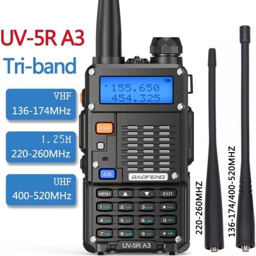 2021 BAOFENG UV-5R A3 Tri-Band 5W Walkie Talkie 136-174Mhz/220-260Mhz/400-520Mhz Ham Radio Transceiver UV-5R III Radio