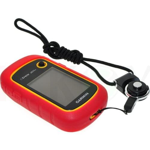 Hiking Handheld GPS Protect Red Silicon Rubber Case + Black Detachable Ring Neck Strap for Garmin eTrex 10 20 30 10x 20x 30x