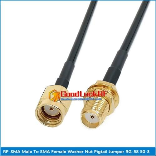 RP-SMA RPSMA Male to SMA Female Washer O-ring Bulkhead Mount Nut Pigtail Jumper RG-58 RG58 3D-FB 50-3 Extend cable 50 Ohm