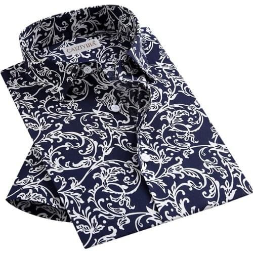Summer Vintage Floral Print Short Sleeve Men Shirt Pocketless Design Slim Thin Beach Hawaiian Shirts Male Tops Blouse