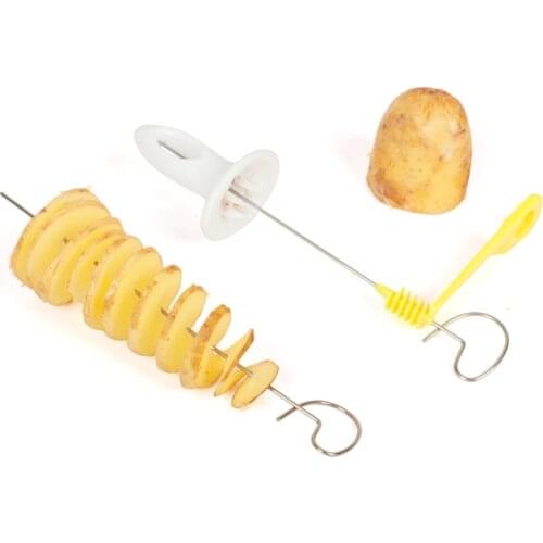 Manual Potato Spiral Cutter Slicer Reusable Potato Twist Shredder Stainless Steel Chips Fruits Vegetable Spiral Twist Knife