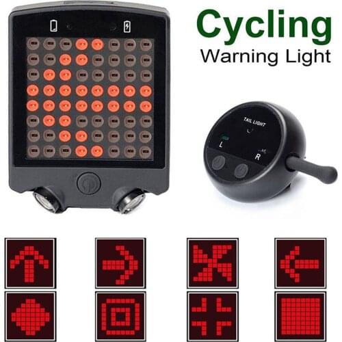 Bicycle Turn Signal Light 64 LED 15 Lumen Rechargeable Waterproof Wireless Remote Bike Turning Warning Taillight