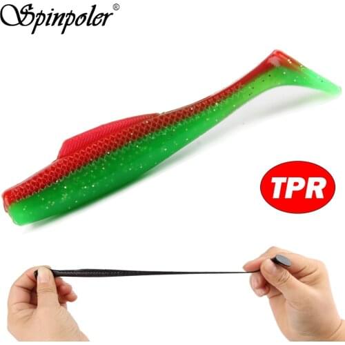 Spinpoler【Christmas Gift】 8cm 5g TPR Fishing Soft Lures, Anti-Corrosion Artificial TPR Bait T-tail Shad Soft Swimbait