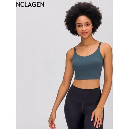 NCLAGEN Sports Bra High Support Cropped Fitness Vest Gym Yoga Crop Top Women Adjustable Workout Running Push-up Crop Tank Tops