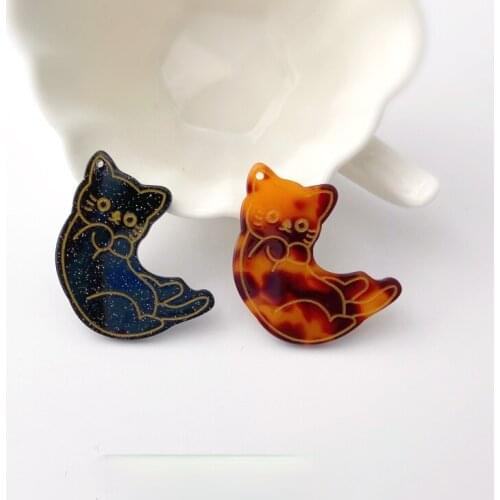 Cute cartoon cat pendant, homemade fun girl earrings, jewelry material diy kitty keychain pendant 4PCS
