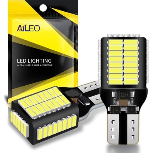 AILEO New T15 906 W16W LED Backup Light Bulbs High Power 4014 45-SMD Chipsets 7W 1800LM Error Free 912 921 Reverse Lights 6000K