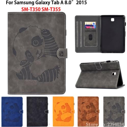 SM-T350 Smart Case For Samsung Galaxy Tab A SM-T355 T350 T351 T355 P350 8.0" Cover Funda Tablet panda Embossed Stand Capa Shell