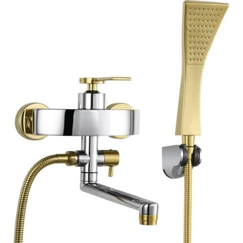 High quality brass Bathtub faucet Wall mounted bathroom shower faucet cold hot water shower faucet Complete set two functions