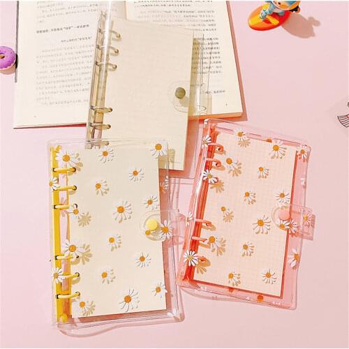A5/A6 Loose Leaf Notebook Cute Daisy 6 Rings Binder File Folder Kawaii Notebook Planner Notepads Stationery School Journals