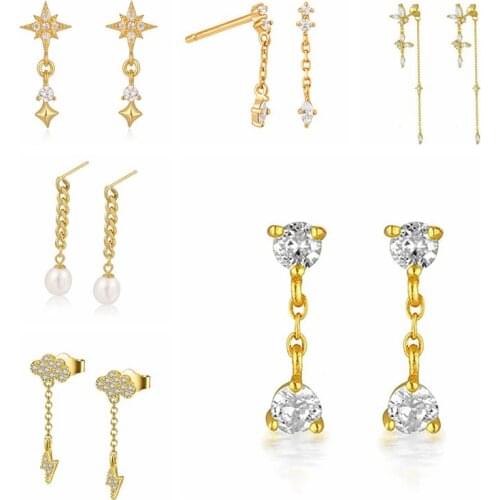 Europe and American Cute Zircon Crystal Stud Earrings for Women 925 Sterling Silver Ear Needle Mini Earrings Fashion Jewelry