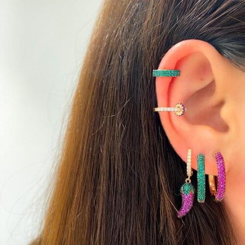 2021 High Quality Summer New Design Green Red Cz Pepper Chilli Charm Dangle Earrings Cute Women Girl Eggplant Fashion Jewelry