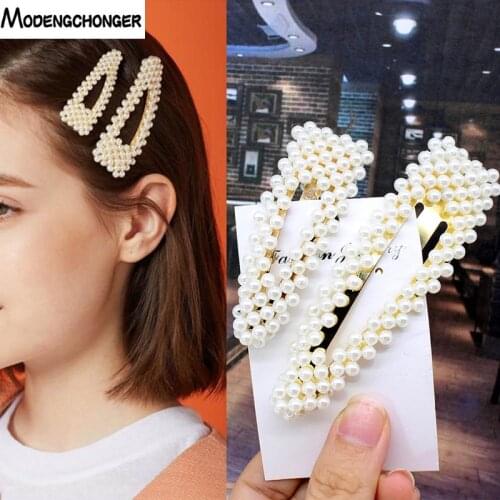 2pcs Fashion Women Girls Elegant Pearls Hair Clips Sweet Headwear Hair Ornament Hairpins Barrettes Headband Hair Accessories HOt
