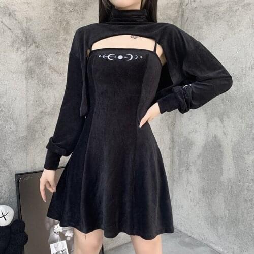Renaissance Summer Gothic Dark Girly Sexy Dress Bare Chest Puff Sleeve Personalized Punk Top Harajuku Vintage Gothic Girl Dress