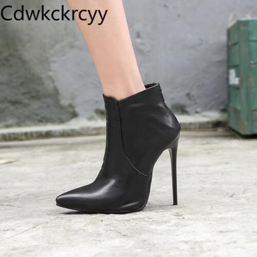 Winter The New British style fashion Pointed High heel 10CM Womens boots black Sexy Plus velvet Keep warm High heel Women boots
