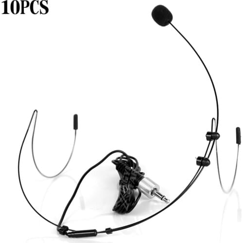 10Pcs Mini 3.5mm Screw Lock Dual Earhook Condenser Headworn Microphone Headset Mic For FM Wireless System Body-Pack Transmitter