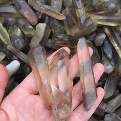 100g natural raw small clear citrine smoky quartz crystal point