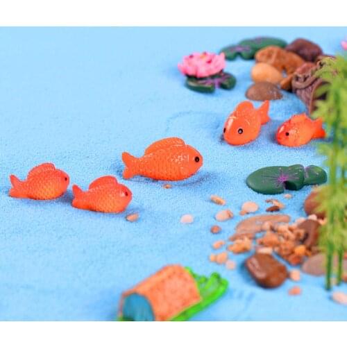 2PCS Miniature Fish&Lotus Figurine Decor Fairy Garden Dollhouse Ornament DIY home decoration accessories Tools Supplies Figurine