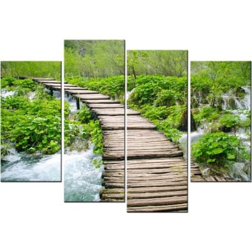 4 Piece Modern wall pictures for living room art Waterfall canvas painting modular picture posters and prints paintings JO13-07