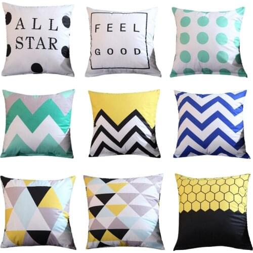 45x45cm Cushion Cover Colorful Geometry pattern Cushion cover Geometric Printed pillowcases Linen cotton Pillow covers Sofa