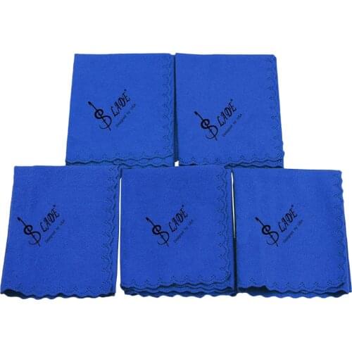 5Pcs Cleaning Cloths Polishing Cloth for Musical Instruments Guitar Violin Saxophone, Blue