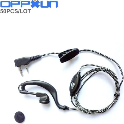 50pcs baofeng radio 2pin K port earpiece ptt mic headset for handheld walkie talkie baofeng UV-5R UV-82 BF-888S Free shipping