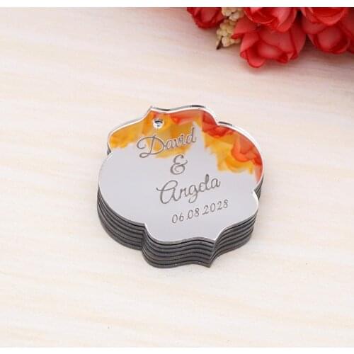 50 Pieces Wedding Custom Small Tags Personalized Acrylic Name Mirror Birthday Invitation Cards Party Guest Gifts