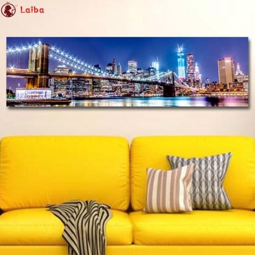 5D DIY Diamond Painting City Night New York Brooklyn Bridge cross stitch mosaic full square/round diamond embroidery rhinestone