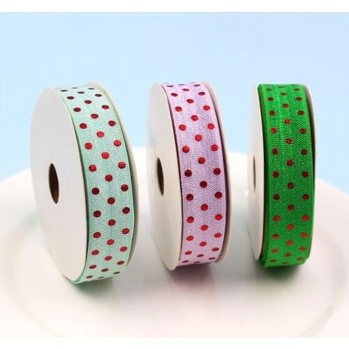 5yds,5/8" Hot red dots Over Elastic Stretch Foldover FOE Elastics for Hair Ties Headbands Hair Bow Clip,E-20514-1013