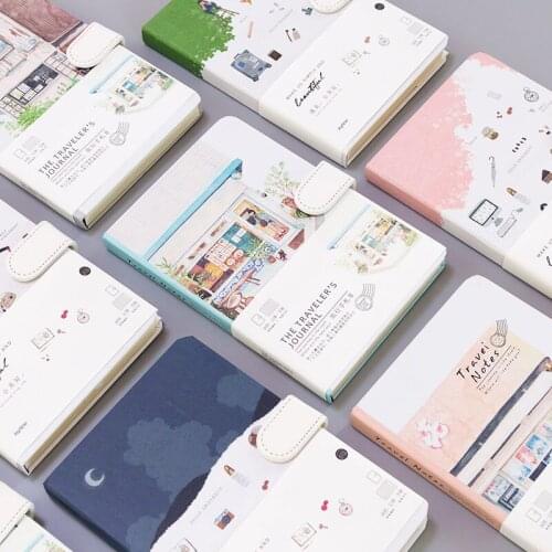 A5 Creative Magnetic Button Notebook Diary Color Page Illustration Hand Account Notepad