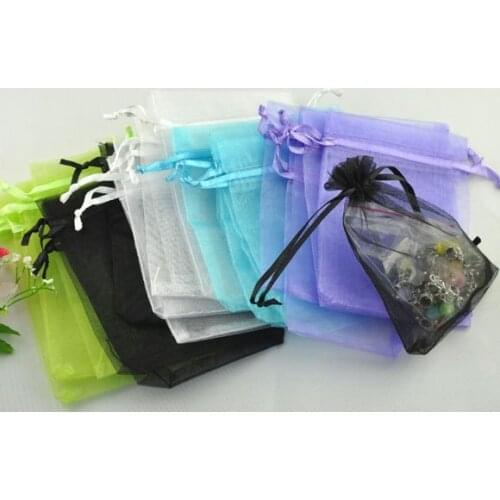 Free shiipng!!!!500pcs/lot mixed color 9*12cm Organza Wedding Gift Bags&Pouches