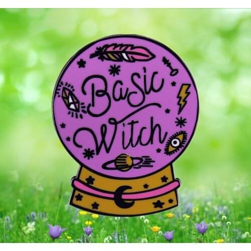 Basic Witch Magic ball feminist enamel pin Astrology Gothic Palmistry Fortune Telling Tarot Cards Psychic Mystic brooch