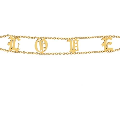 Duoying Old English Letters Double Chain Link DIY Bracelet Personalized Bracelet Best Friend Dainty Jewelry for women Gift