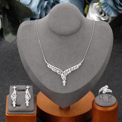 Hot Sale Fashion Saudi Arabia Bridal Jewelry Set Cubic Zirconia Luxury Trendy Wedding Ring Earring Women Accessories Quality A