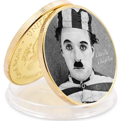 Art Ornaments New Year Gift 2021 Art Craft Gift Charlie Chaplin Gold Plated Challenge Coin Home Decor Collection
