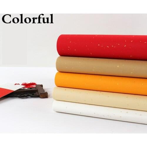 Colorful Pastel Xuan Paper Chinese Calligraphy Paper Papel Arroz Chinese Half Ripe Rice Paper with Scattered Golden Spot 50pcs