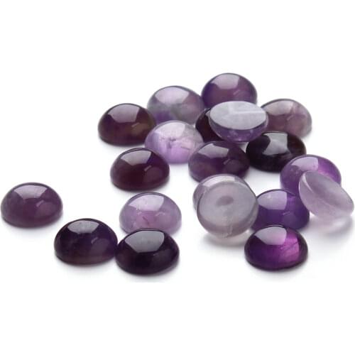 10pcs /lot 4/6/8/10/12/14/16/18mm Purple Amethysts Stone Loose Beads Round Cabochon Cameo Rings Pendants Base Tray For Jewelry