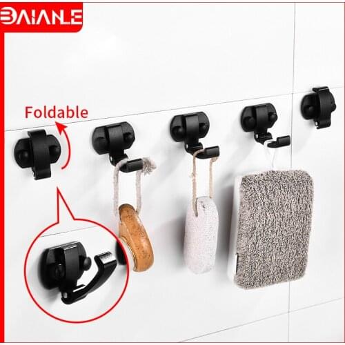 Robe Hook Black Silver Folding Coat Hooks Wall Mounted Aluminum Bathroom Hooks for Towels Bag Key Rack Decorative Clothes Hanger