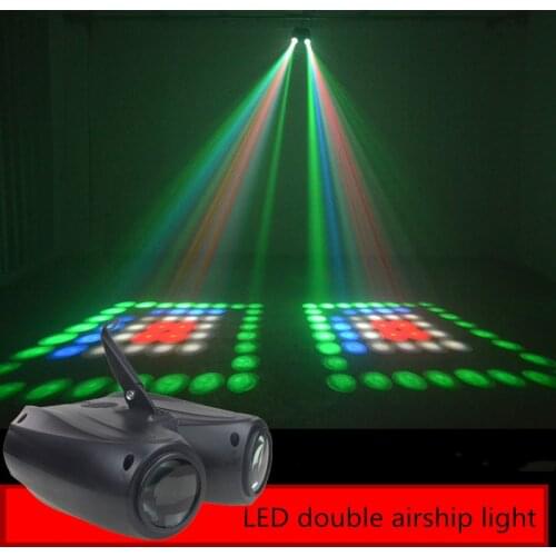 64/128pcs RGBW LED Pattern Sound Party Light Double Head Airship Lamp Projector DJ Disco LED Lights Gobo Effects Stage Lighting