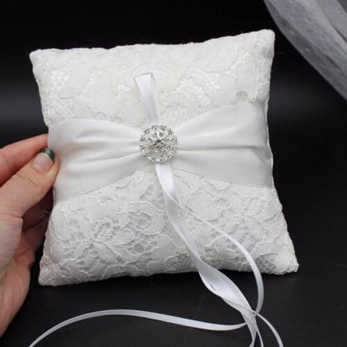 Ribbons 15*15cm Ring Pillow Lace Flower Decorated Square European Style Wedding Decoration Festive Supplies