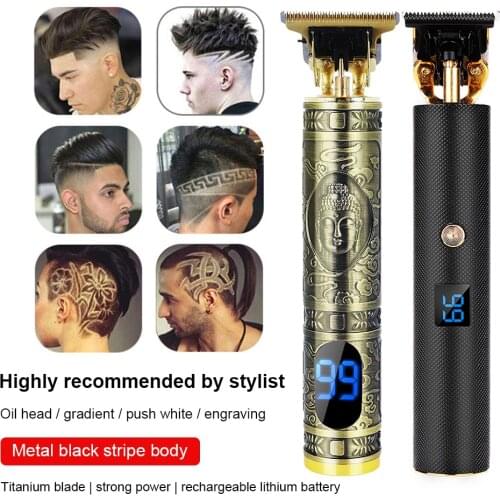 LCD Display Rechargeable haircut Barber Hair Clipper Trimmer Electric beard Hair Cutting Machine Men Baldheaded T-blade Trimmer