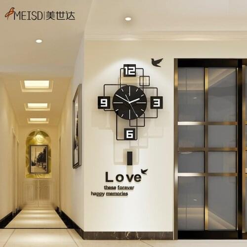 MEISD Quality Acrylic Clock Modern Square Watch Black Stickers Creative Home Decor Room Horloge Silent Living Room Free Shipping