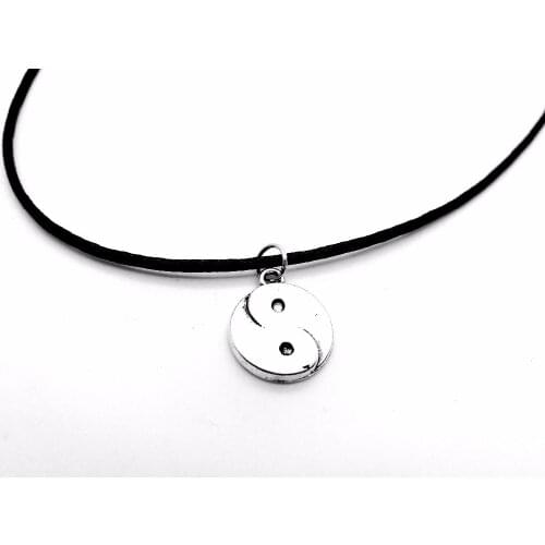 Cute Chinese style Taiji Bagua pendant Necklace Skyrim Fantastic Ying Yang Tai Chi Gossip Leather Rope Necklaces