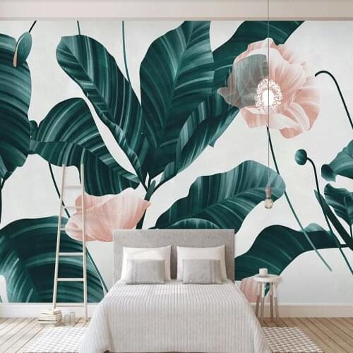 Milofi custom 3D wallpaper mural fresh hand painted watercolor plant modern minimalist background wall paper photo decorative