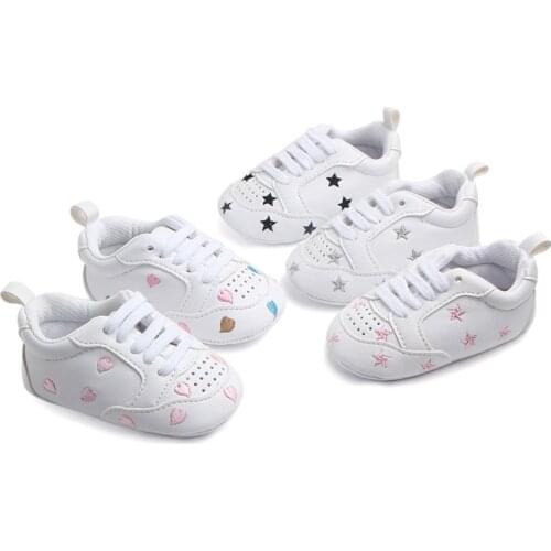 Fashion Newborn Baby Girl Shoes Infant Prewalker Toddler Cute Heart Step PU Leather Moccasins for Boys Stars First Walkers 0-18M