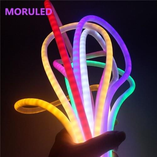 1M 2M 3M 4M 5M Neon String Lights DC 12V Round Neon Light LED lamp Flexible Waterproof Outdoor Led Strip Light +12V Power Supply