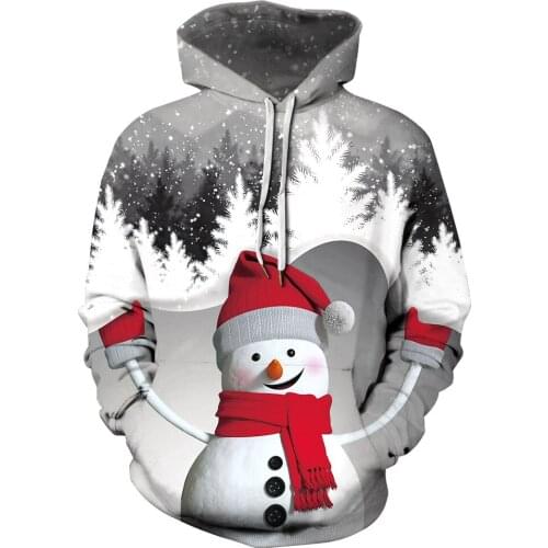 New 3D Printed Christmas Snowman Hoodies Men Women Fashion Casual Autumn Winter Sweatshirts Christmas Present Zipper Hoodie Coat