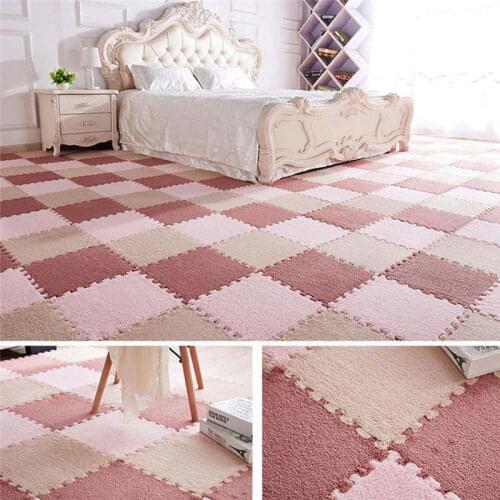 Solid Color Splice Carpet DIY Bedroom Living Room Design Mat For Baby Play Exercise Crawl Tiles Decoration Household Floor Mat