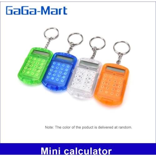 Plastic Casing Portable Pocket Size Calculator Mini Calculator with Keychain 8 Digits Display for School Supplies Random Color