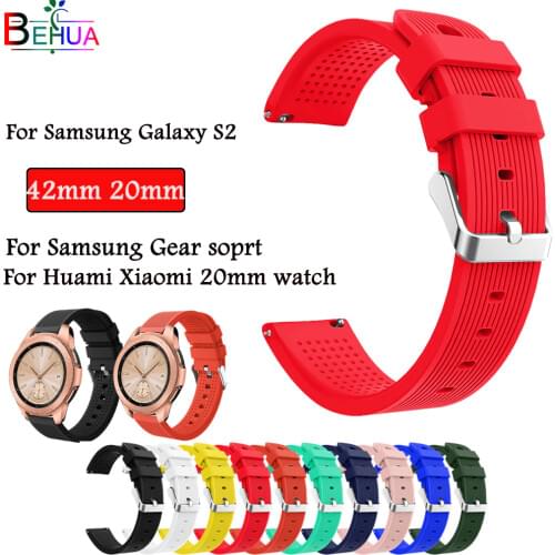 42mm band For Samsung Galaxy Watch Replacement Sports Silicone 20mm strap For Gear 2 Sport Strap For Huami Amazfit Bip/Amazfit 2